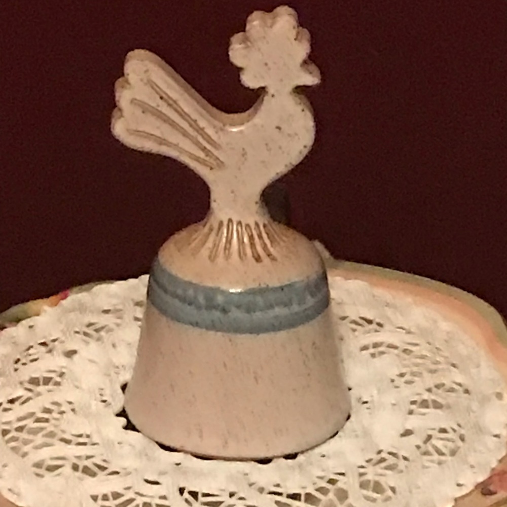 Vintage Rooster figure Glazed pottery hand painted bell